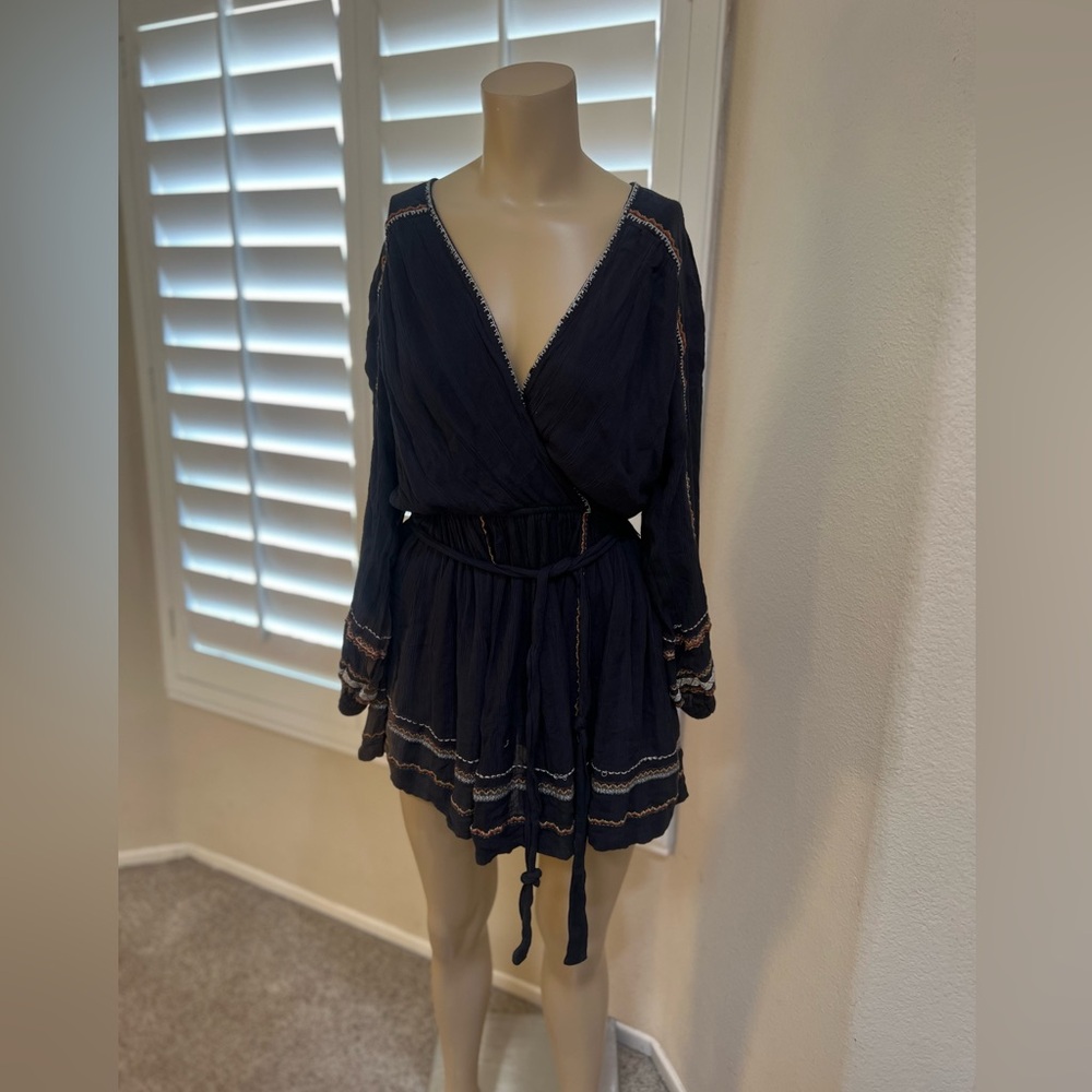 Free People Delilah Embroidery Color Distress at some parts Wrap Mini Dress XS